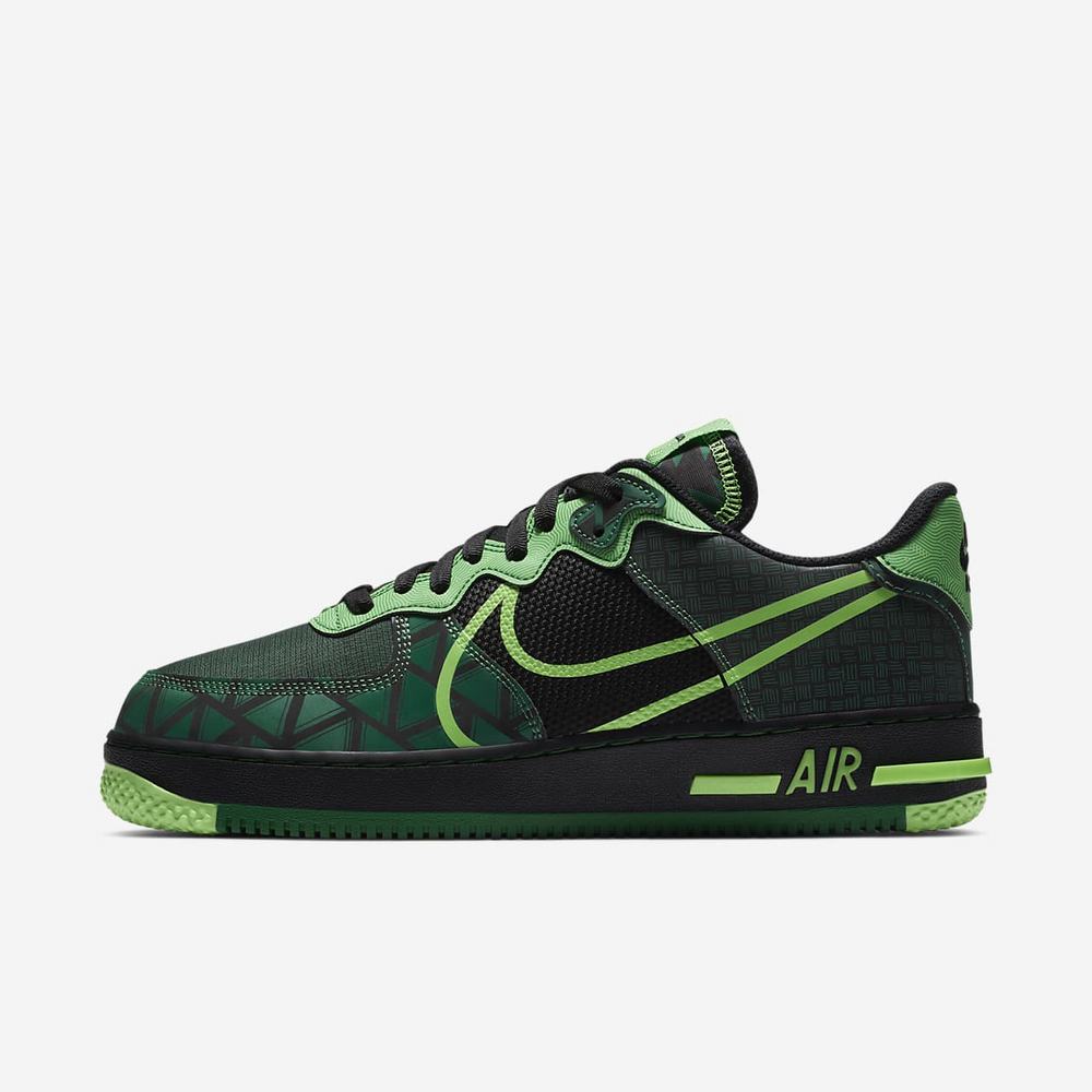 Sneakers Nike Air Force 1 React Noir 7829-653 Black/Pine Green/Green Strike Homme | ELM-66043651